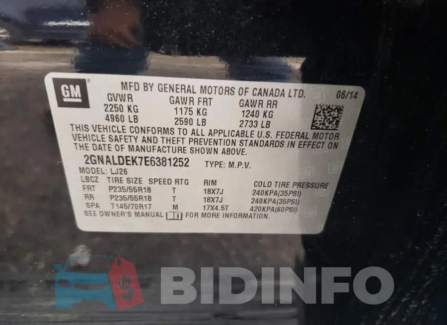 2GNALDEK7E6381252 Photo# 12