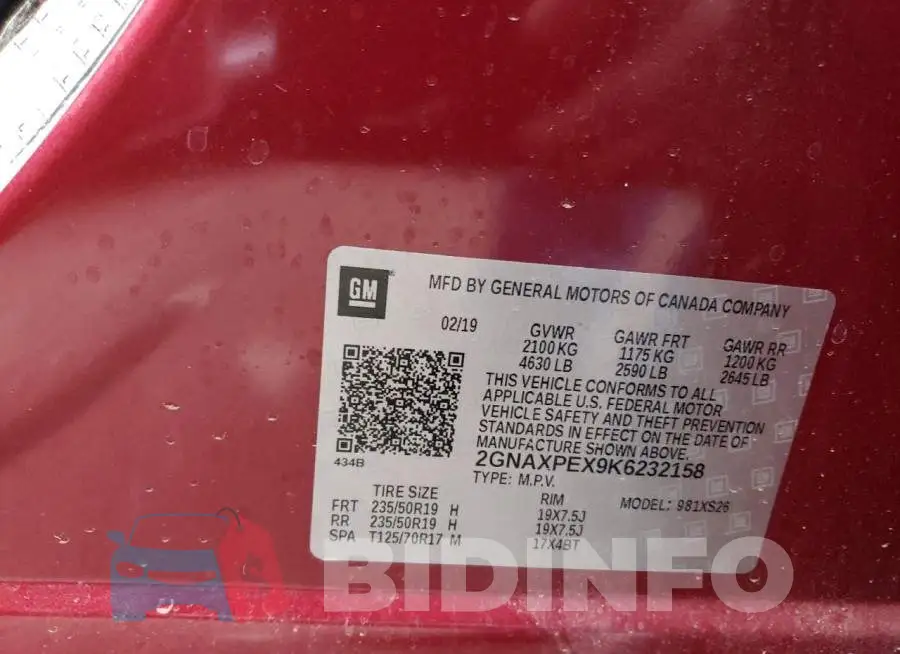 2GNAXPEX9K6232158 Photo# 13