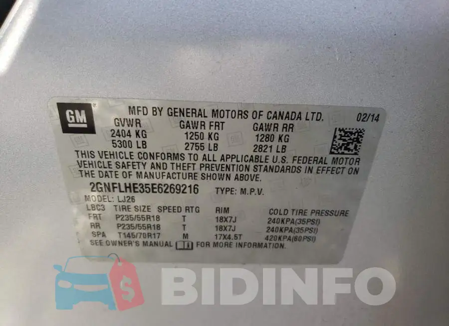 2GNFLHE35E6269216 Photo# 13