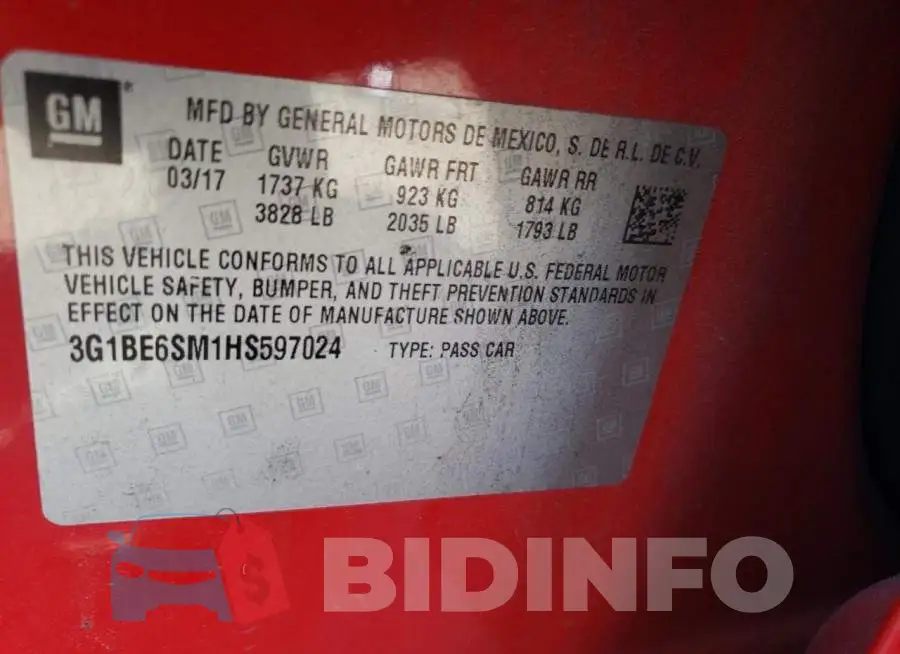 3G1BE6SM1HS597024 Photo# 12