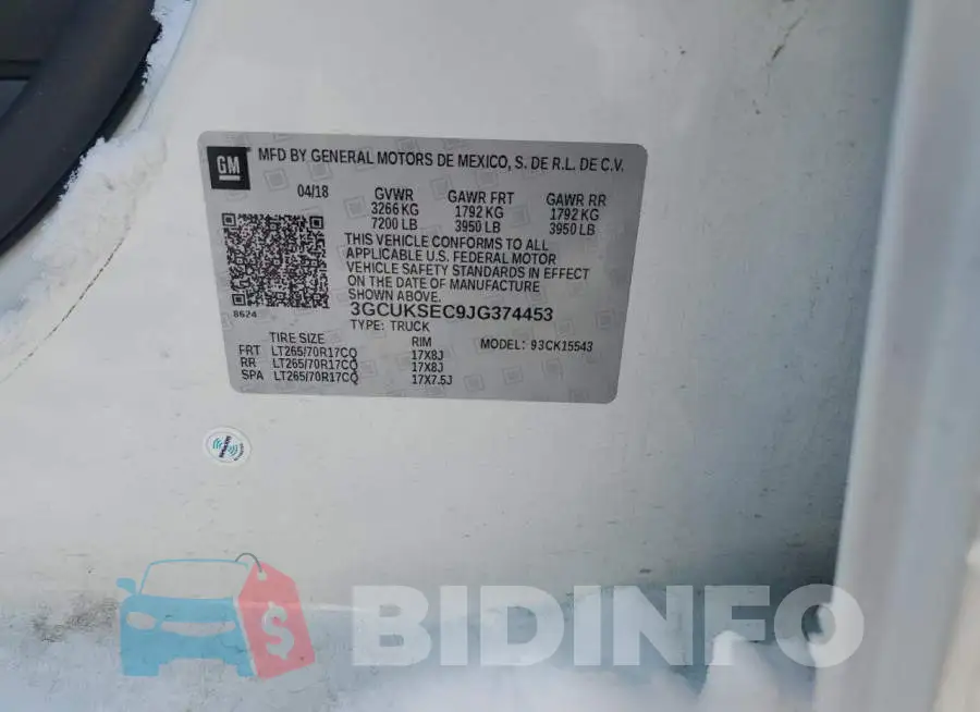 3GCUKSEC9JG374453 Photo# 12