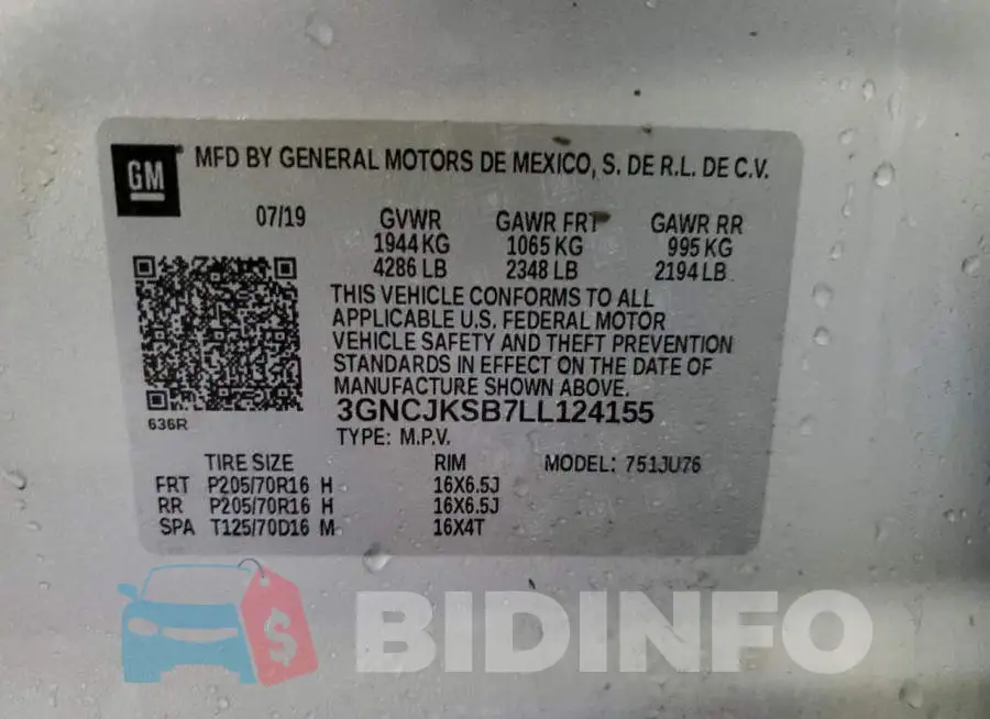 3GNCJKSB7LL124155 Photo# 13