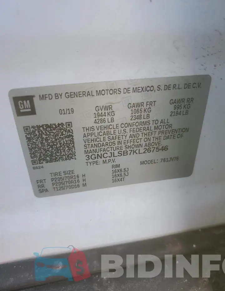 3GNCJLSB7KL267546 Photo# 13