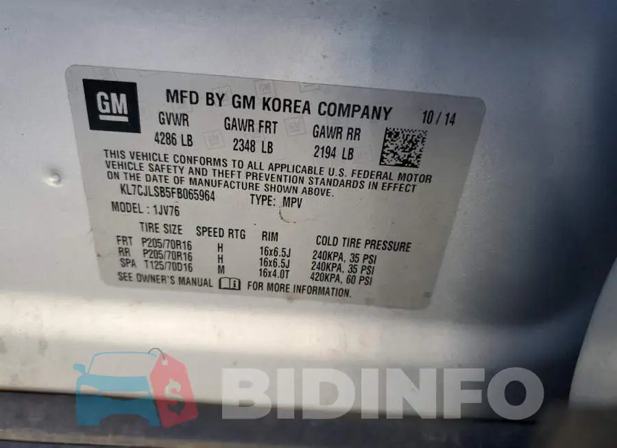 KL7CJLSB5FB065964 Photo# 13