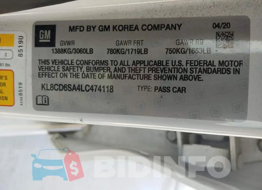 KL8CD6SA4LC474118 Photo# 10