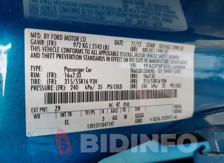 1FADP3F20EL206566 Photo# 12