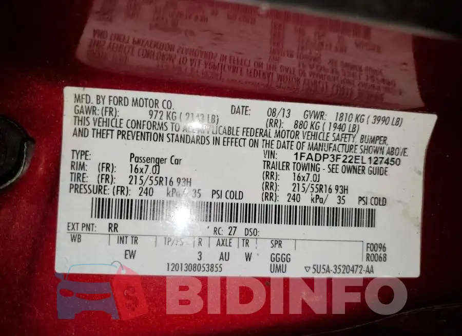 1FADP3F22EL127450 Photo# 13