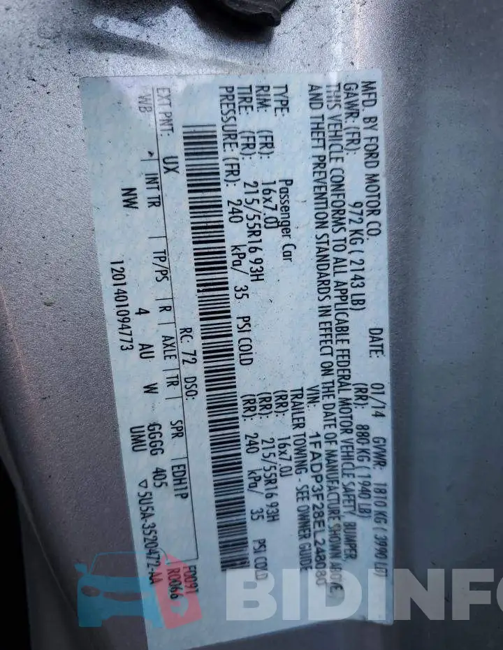 1FADP3F28EL248080 Photo# 12