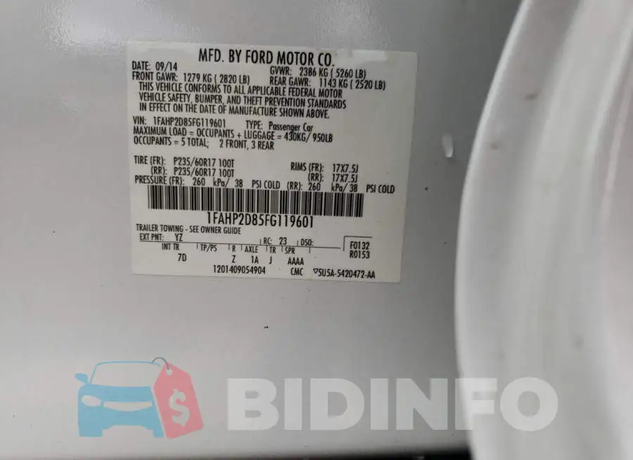 1FAHP2D85FG119601 Photo# 12
