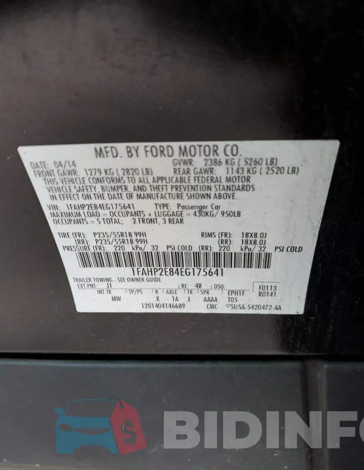 1FAHP2E84EG175641 Photo# 12