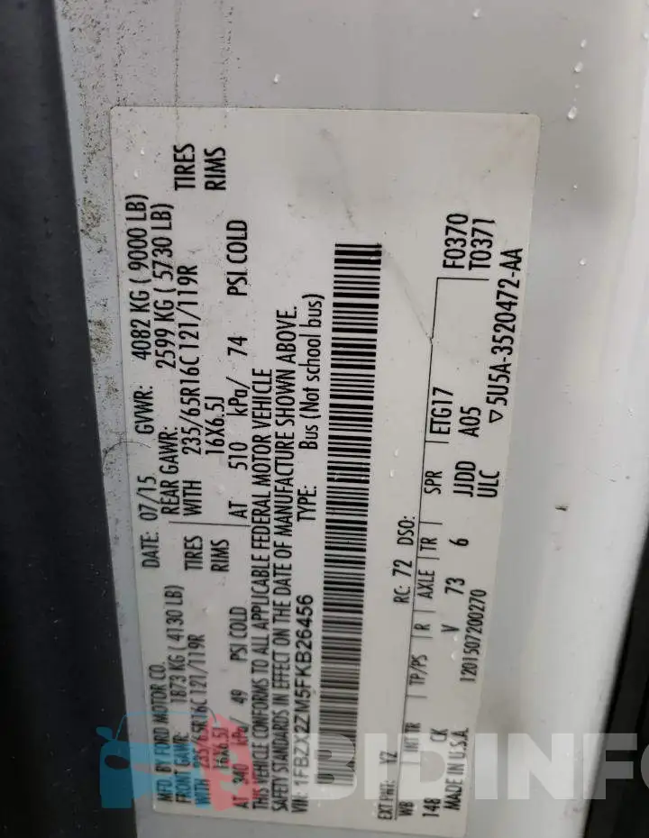 1FBZX2ZM5FKB26456 Photo# 13