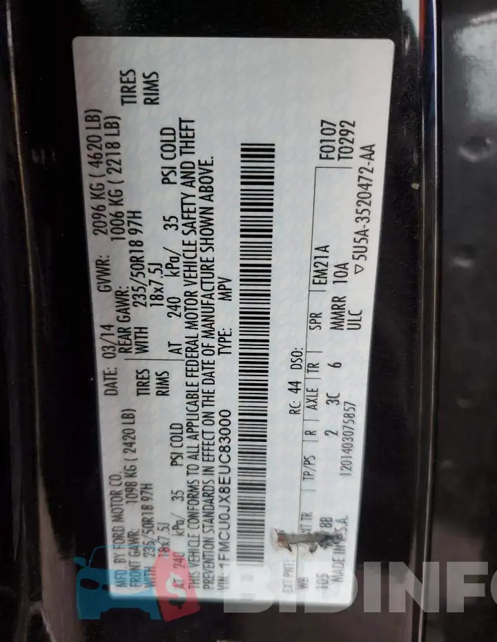 1FMCU0JX8EUC83000 Photo# 13