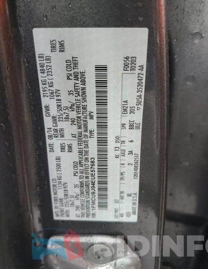 1FMCU9J94EUE57683 Photo# 13