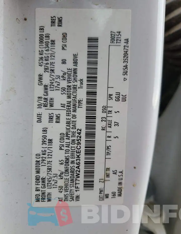 1FT7W2A63KEC95242 Photo# 12