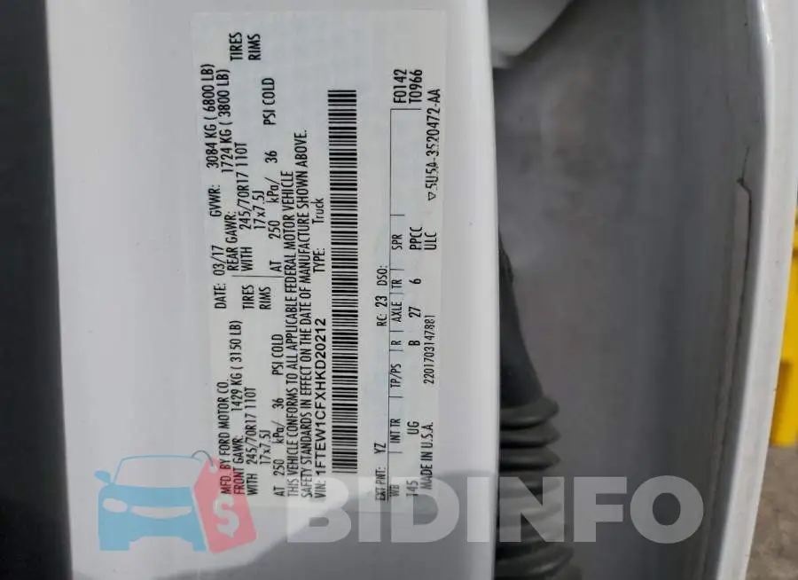 1FTEW1CFXHKD20212 Photo# 13