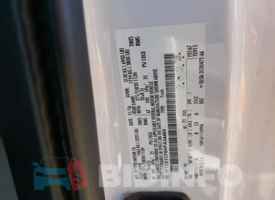 1FTEX1CF6HFA34489 Photo# 12