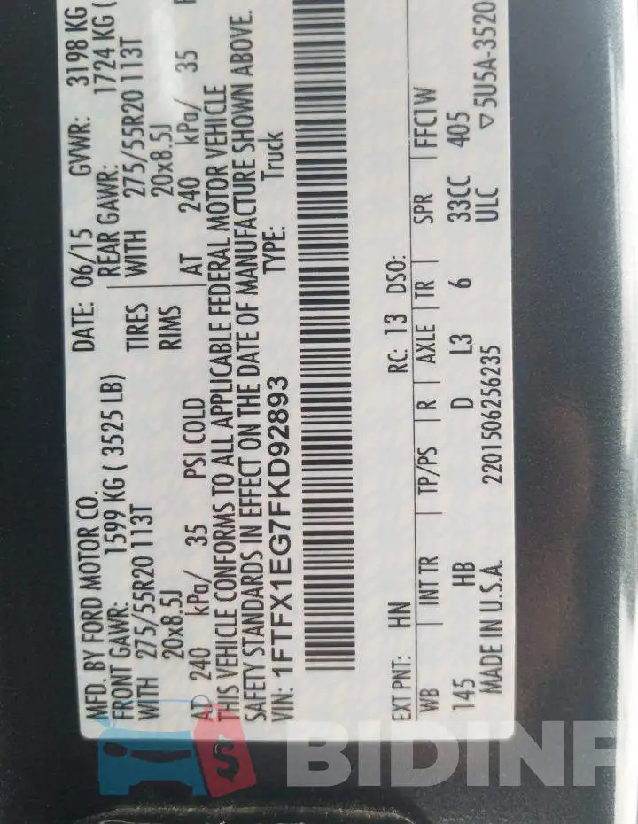 1FTFX1EG7FKD92893 Photo# 13