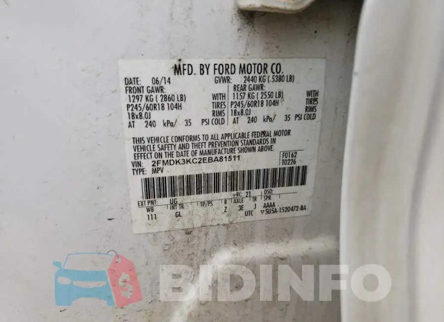 2FMDK3KC2EBA81511 Photo# 12
