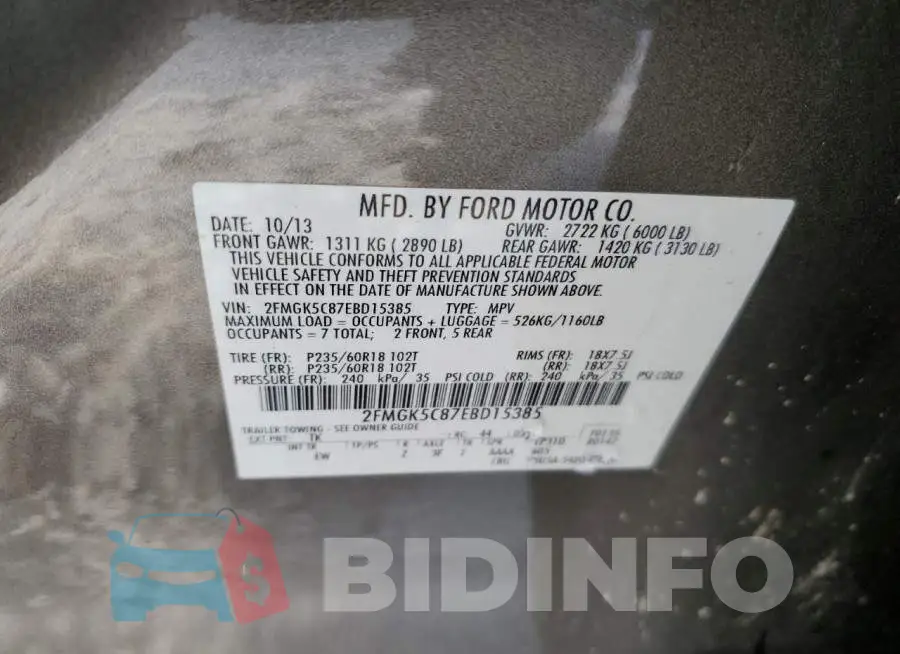 2FMGK5C87EBD15385 Photo# 12