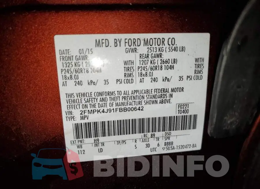 2FMPK4J91FBB00642 Photo# 13