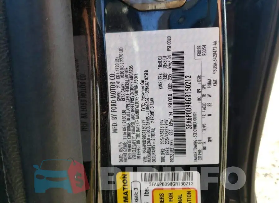 3FA6P0D98GR150212 Photo# 12