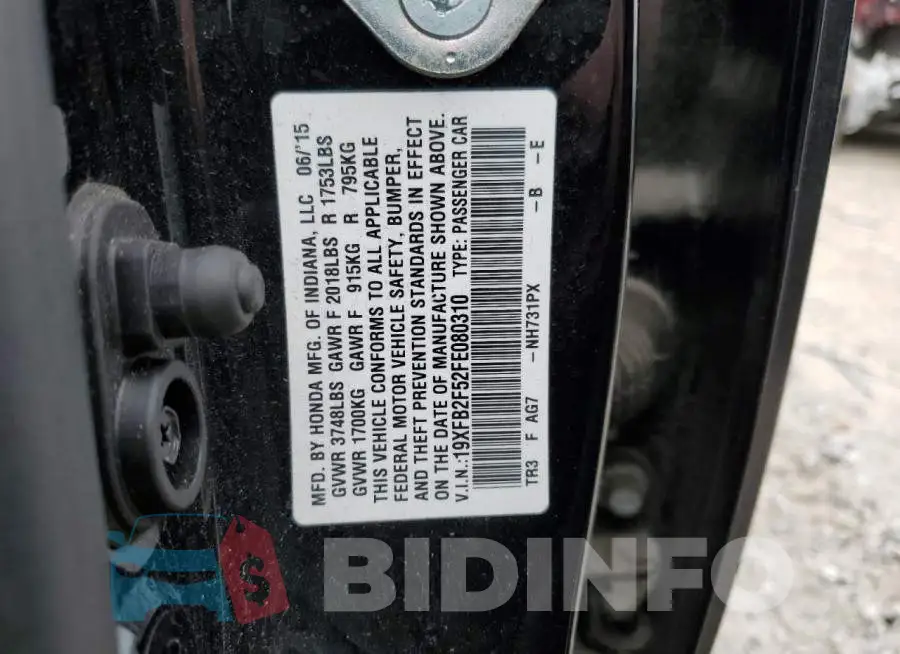 19XFB2F52FE080310 Photo# 12