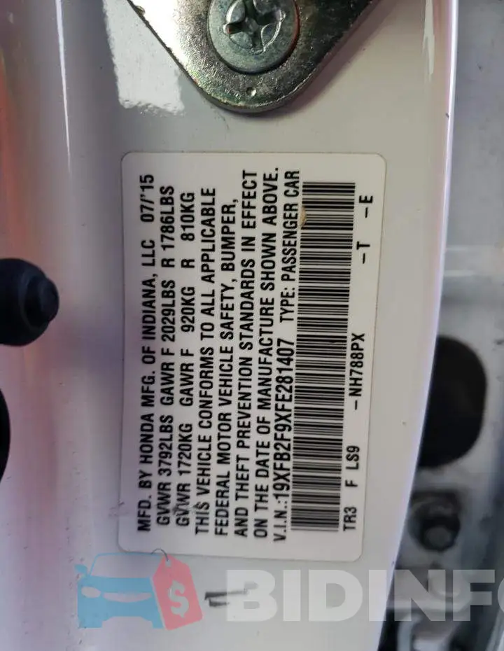 19XFB2F9XFE281407 Photo# 12