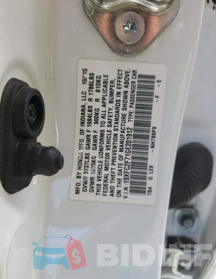 19XFC2F71GE201912 Photo# 12