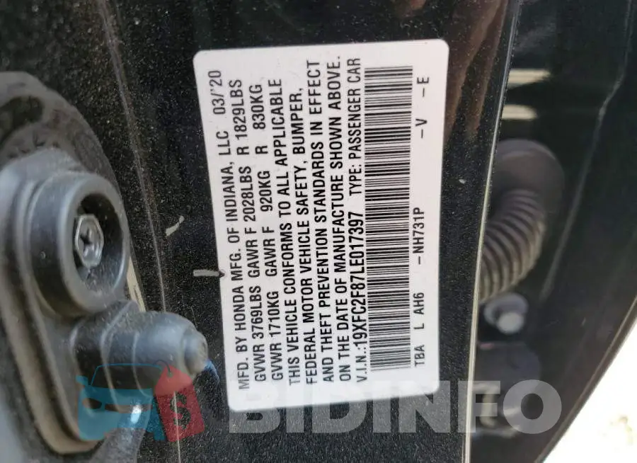 19XFC2F87LE017397 Photo# 12