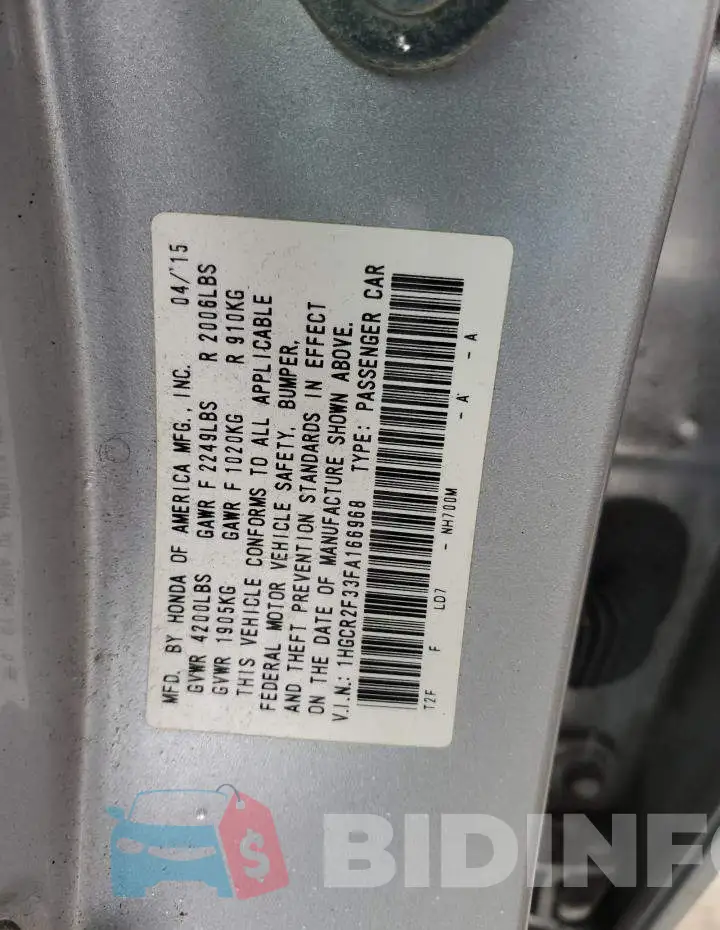 1HGCR2F33FA166968 Photo# 12
