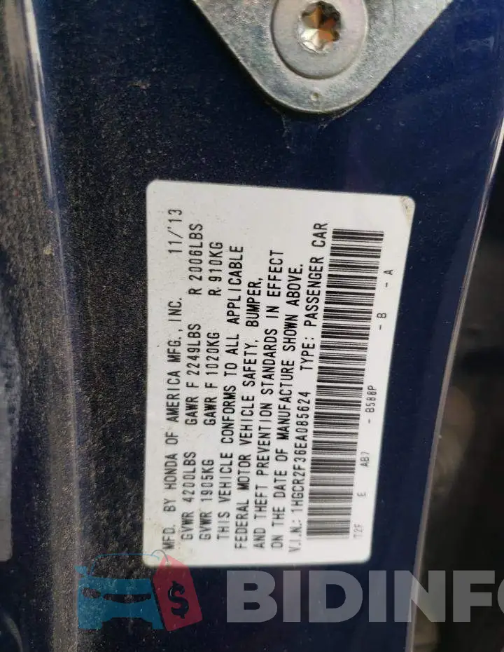 1HGCR2F36EA085624 Photo# 12