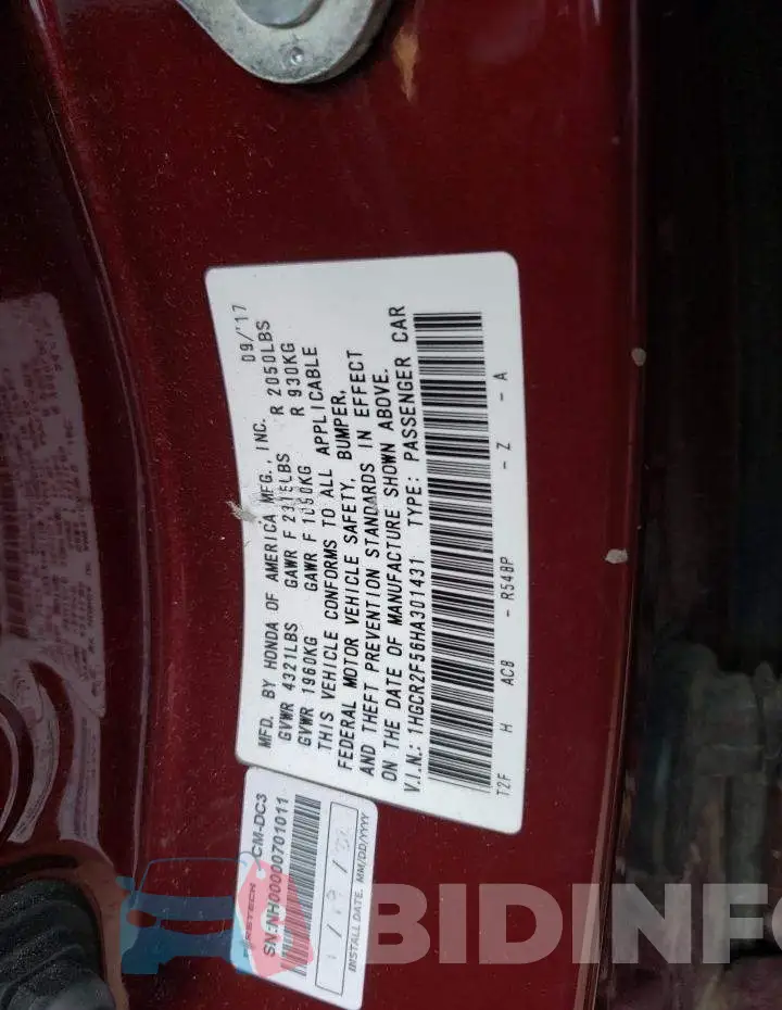 1HGCR2F56HA301431 Photo# 12