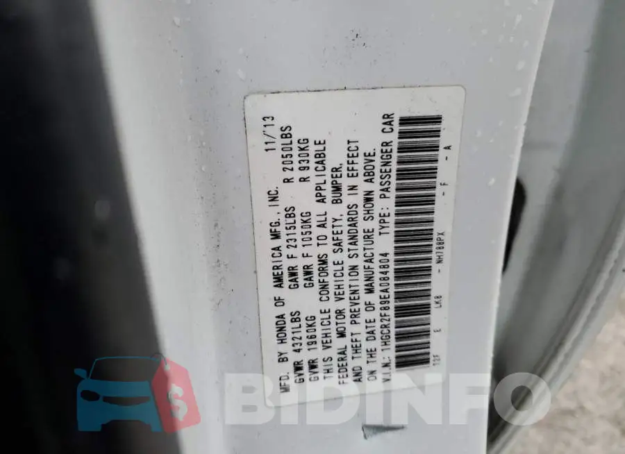 1HGCR2F89EA084804 Photo# 12