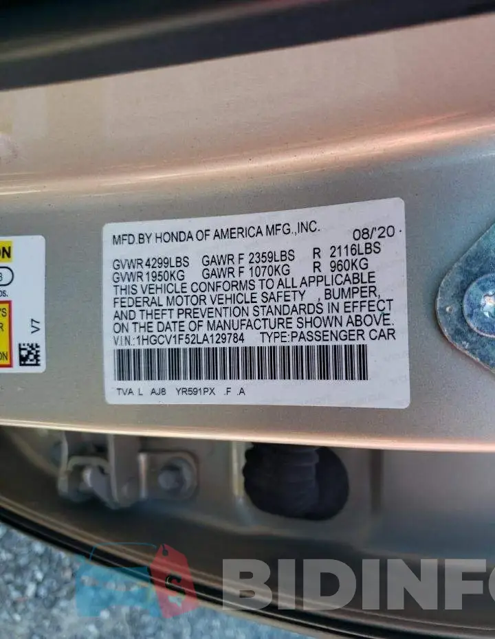 1HGCV1F52LA129784 Photo# 12