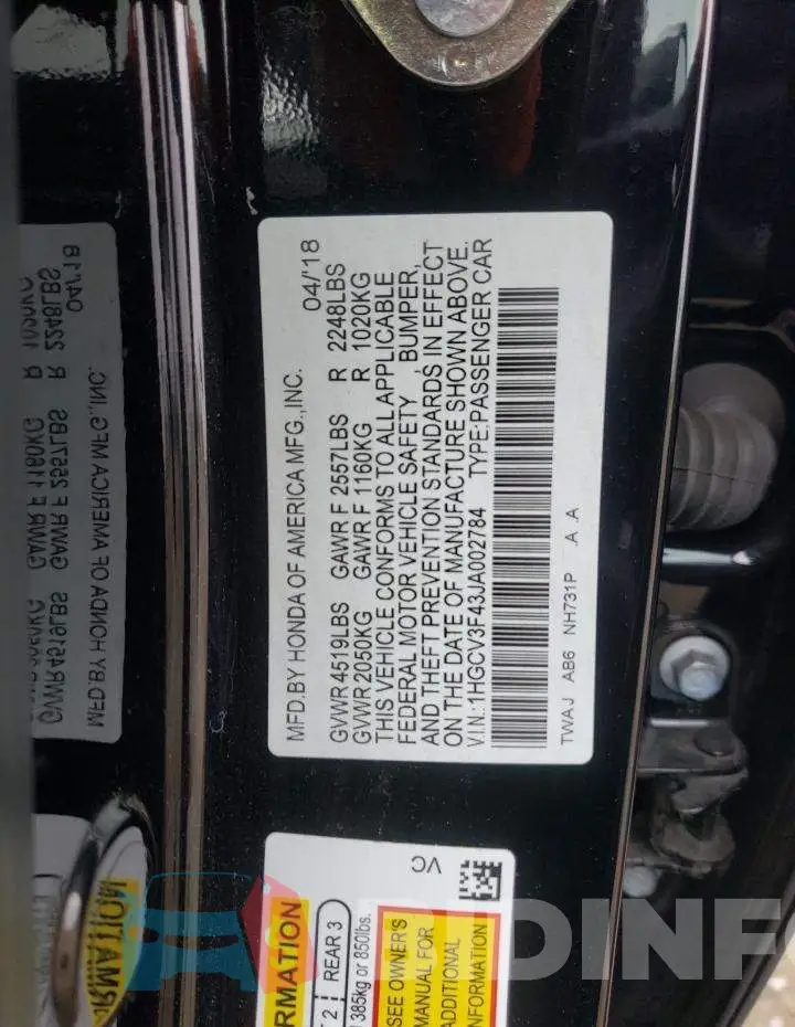1HGCV3F43JA002784 Photo# 12