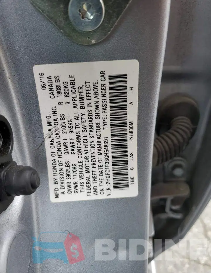 2HGFC1F33GH648691 Photo# 12