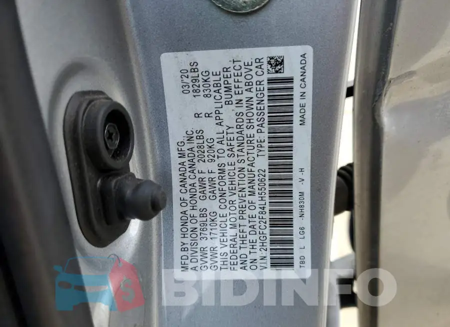 2HGFC2F84LH550622 Photo# 12