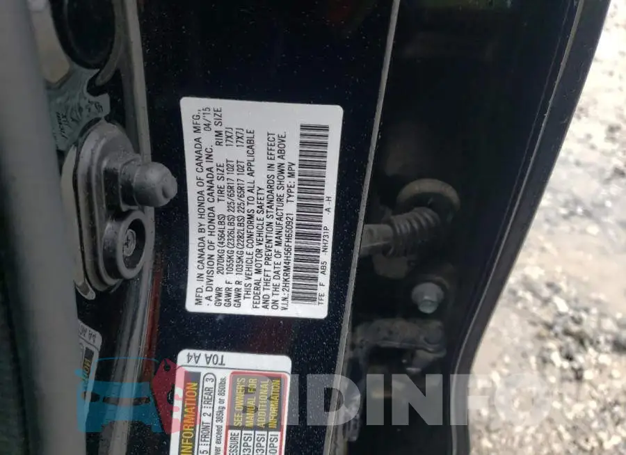 2HKRM4H56FH650921 Photo# 12
