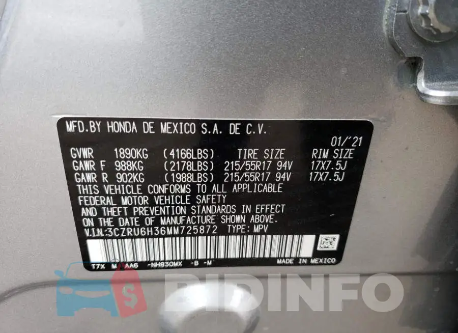3CZRU6H36MM725872 Photo# 13