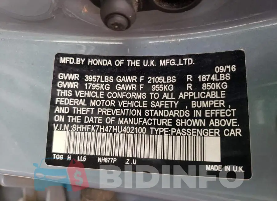 SHHFK7H47HU402100 Photo# 12