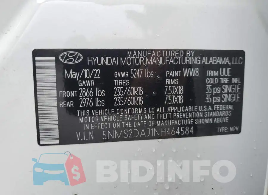 5NMS2DAJ1NH464584 Photo# 13