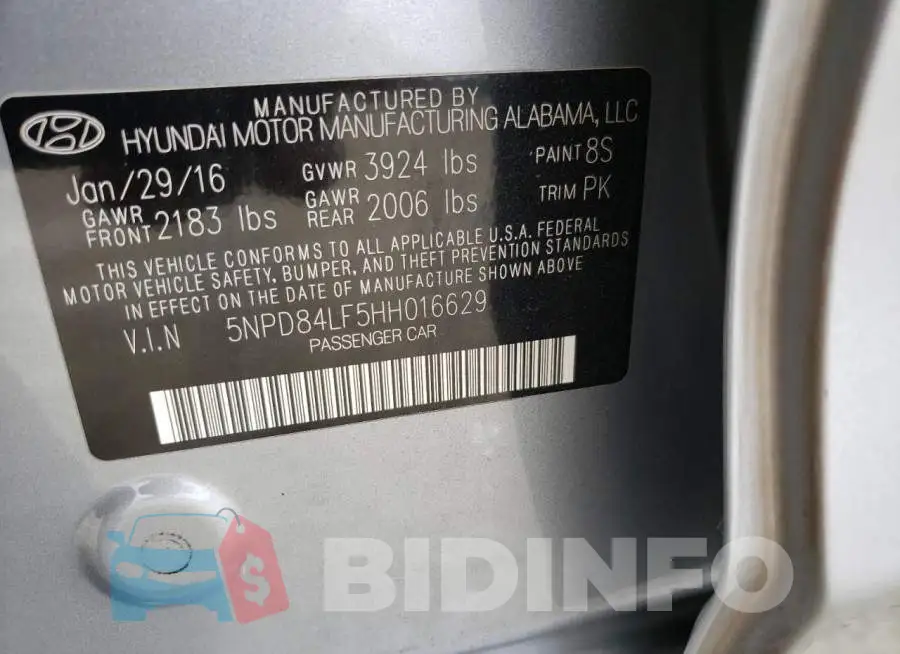 5NPD84LF5HH016629 Photo# 12