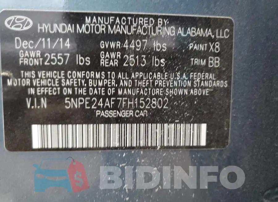 5NPE24AF7FH152802 Photo# 12