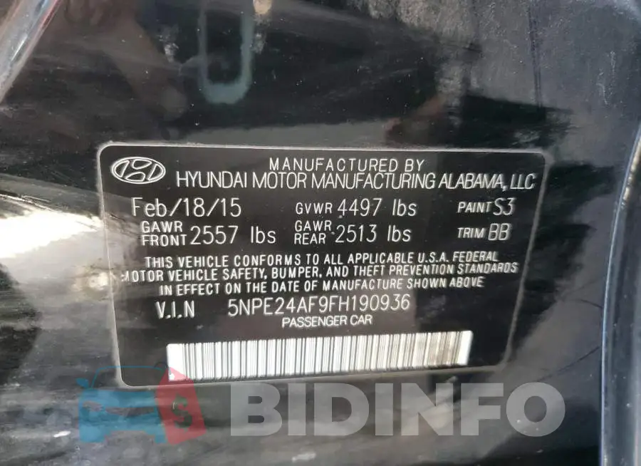 5NPE24AF9FH190936 Photo# 13