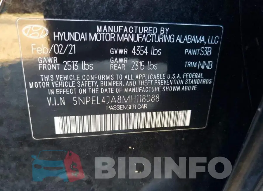 5NPEL4JA8MH118088 Photo# 12