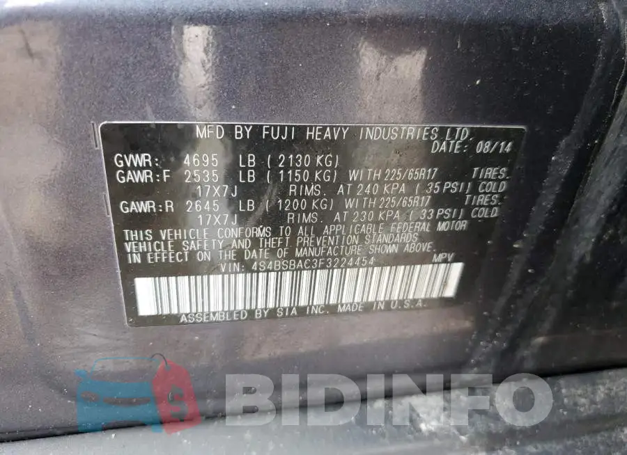 4S4BSBAC3F3224454 Photo# 12