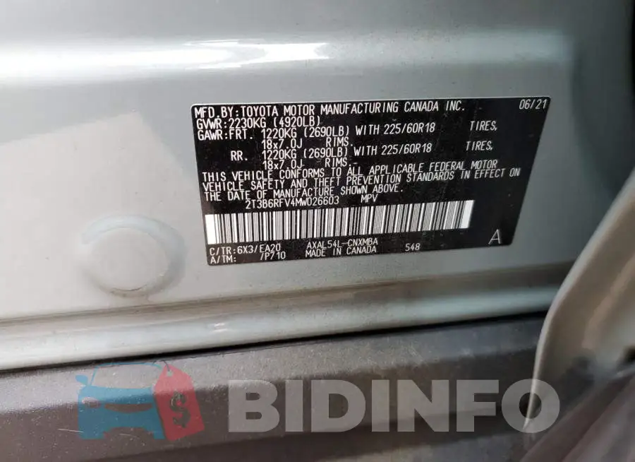 2T3B6RFV4MW026603 Photo# 12