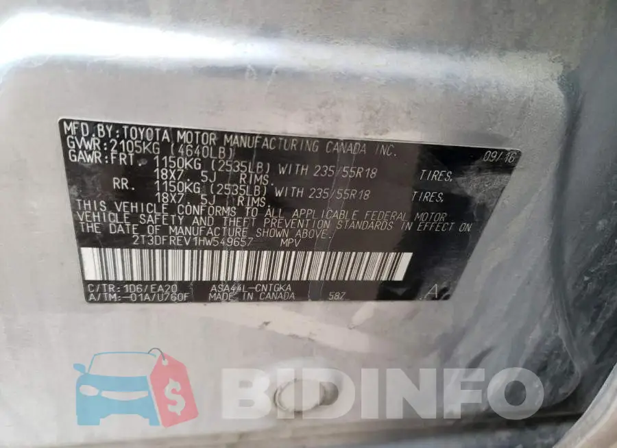 2T3DFREV1HW549657 Photo# 13