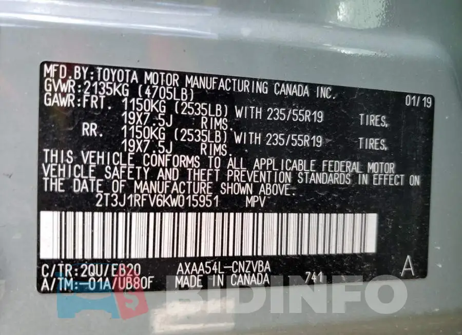 2T3J1RFV6KW015951 Photo# 12