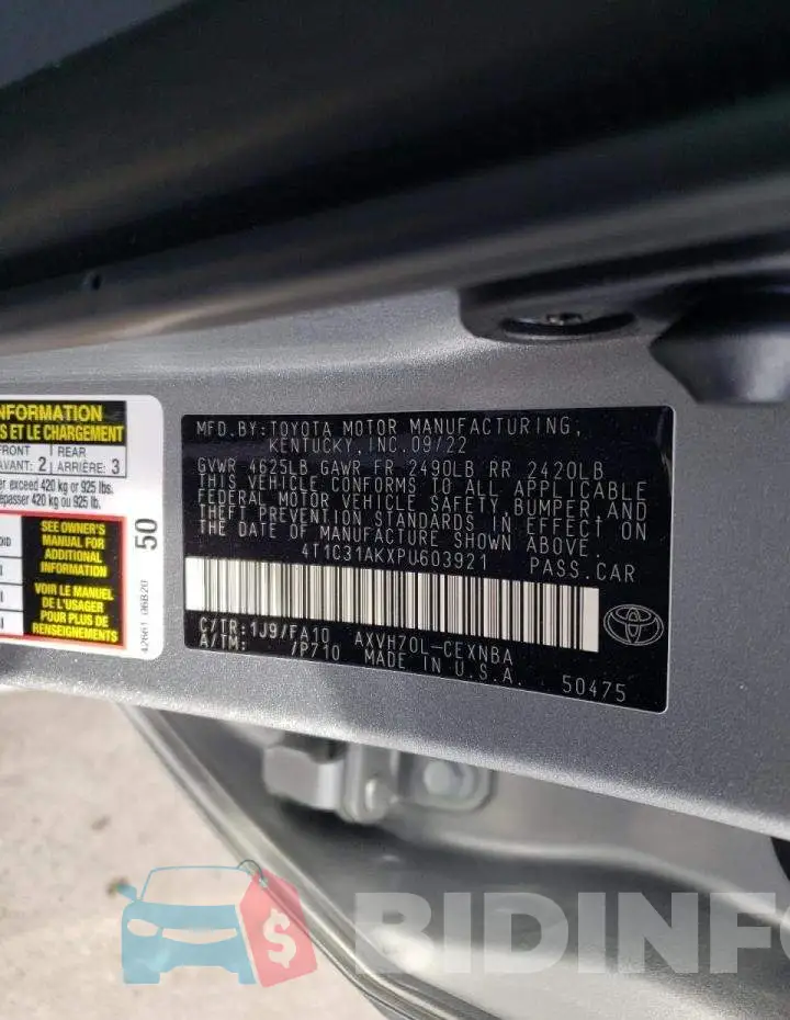 4T1C31AKXPU603921 Photo# 13